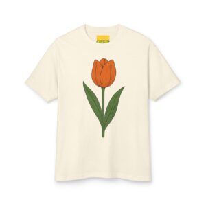 Organic Cotton Tee with Tulip Design - Unisex Garden Vibes